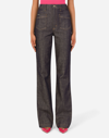 DOLCE & GABBANA FLARED JEANS WITH TOBACCO-COLORED STITCHING