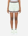 Dolce & Gabbana Knit-paneled Cotton-blend Corded Lace Shorts In Green