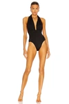 Norma Kamali Halter Low-back Solid One-piece Swimsuit In Black
