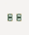 Suzanne Kalan 14ct Gold Emerald Cut Green Envy Topaz Stud Earrings In Gold