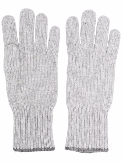 Brunello Cucinelli Knitted Cashmere Gloves In Grey