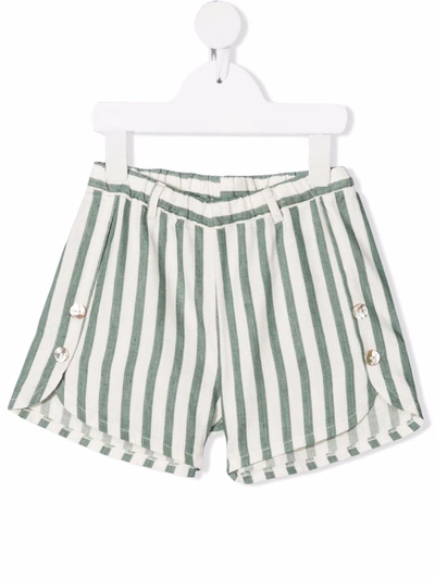 Zhoe & Tobiah Kids' Stripe-pattern Buttoned Chinos In Green