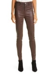 L Agence Marguerite Coated Skinny Jeans In Cocoa Coated