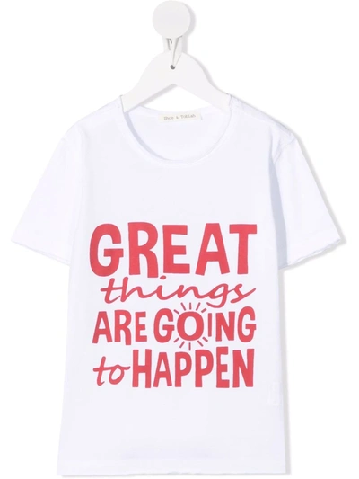 Zhoe & Tobiah Kids' Slogan-print Cotton T-shirt In White