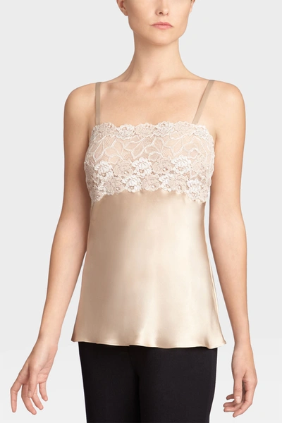 Josie Natori Natori Rose Parfait Camisole With Lace Top In Alabaster