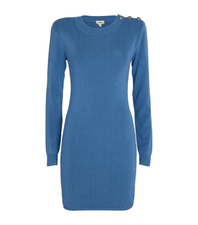 L Agence Minette Long-sleeve Knit Dress In Blue