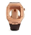 GOLDEN CONCEPT ROSE GOLD-PLATED STAINLESS STEEL AND LEATHER APPLE WATCH CASE (44MM),16859786