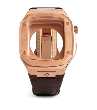 Golden Concept Rose Gold-plated Stainless Steel And Leather Apple Watch Case (44mm)