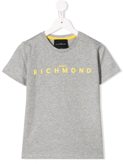 John Richmond Junior Kids' Logo Print T-shirt In Grey