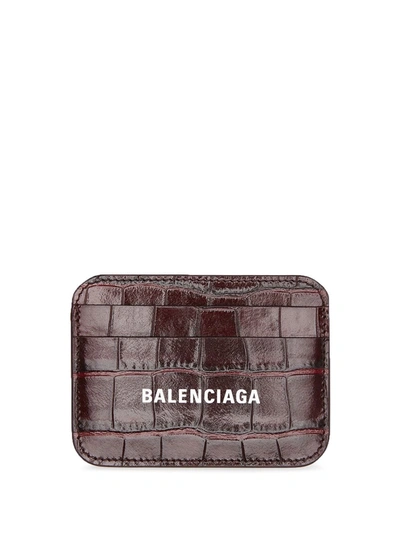 Balenciaga Cash Logo-print Cardholder In Red