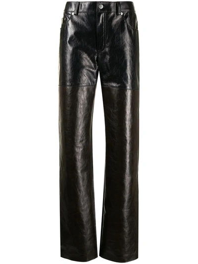 Peter Do Crinkled-leather Straight-leg Trousers In Black