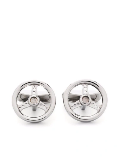 Chopard Racing Steering Wheel Stainless Steel Cufflinks In Silver