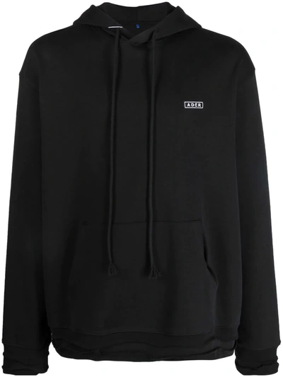 Ader Error Logo-patch Drawstring Hoodie In Black