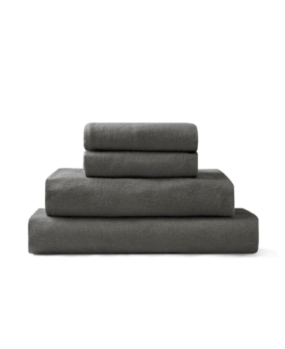 Zorlu Usa Cotton Flannel 4-piece Sheet Set, Queen In Charcoal