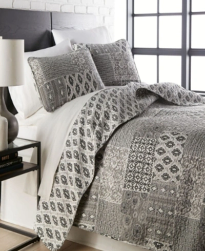 Southshore Fine Linens Global Patchwork Ultra-soft 3-piece Quilt And Sham Set, Queen In Gray