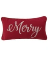 Levtex Yuletide Merry & Christmas Decorative Pillow, 12" X 24" In Red