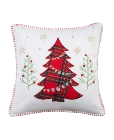 Levtex Spencer Red Plaid Tree Whipstitch Decorative Pillow, 18" X 18" In Multi