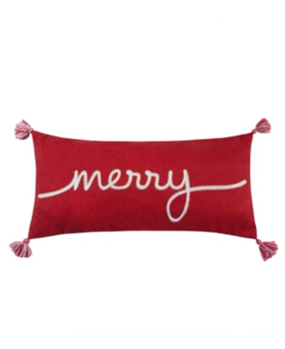 Levtex Spencer Red Plaid Merry Decorative Pillow, 14" X 30" In Multi