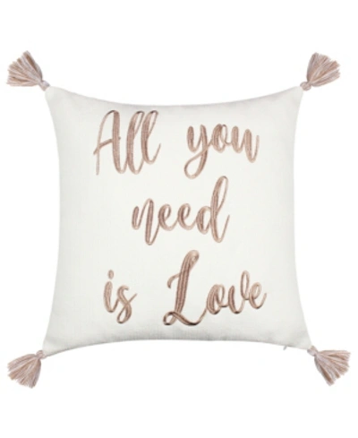 Levtex Sanira All You Need Is Love Decorative Pillow, 18" X 18" In Taupe