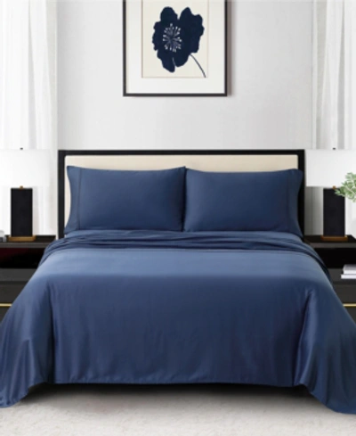 Anne Klein Reverie 4-piece Solid Sheet Set, Full In Navy