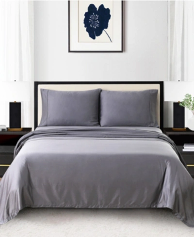 Anne Klein Reverie 4-piece Solid Sheet Set, Full Bedding In Gray