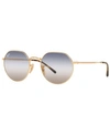 Ray Ban Jack Sunglasses Gold Frame Blue Lenses 53-20 In Arista/clear Gradient Blue
