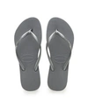 Havaianas Slim Embellished Flip Flops In Steel Grey