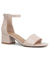 Sugar Noelle Womens Padded Insole Ankle Strap Heel Sandals In Nude Patent