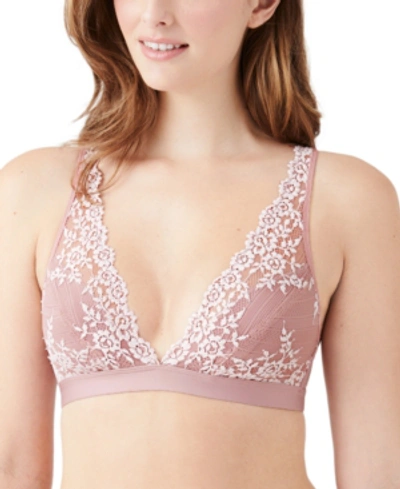 Wacoal Embrace Lace Convertible Plunge Soft Cup Wireless Bra In Woodrose/mauve Chalk