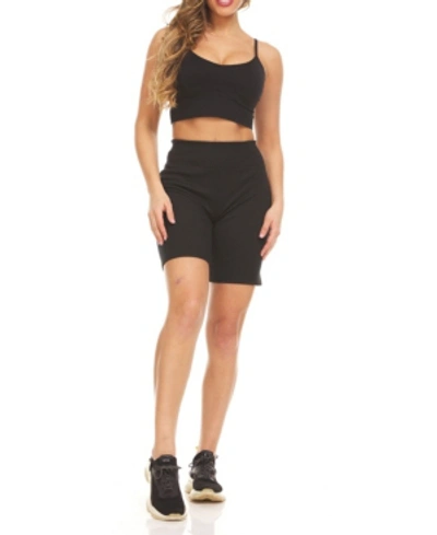 Therapy Women's Performance Ribbed Bike Shorts In Black
