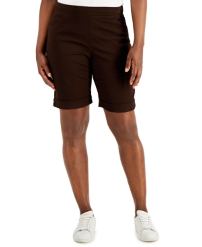Karen Scott Cuffed Pull-on Shorts, Created For Macy's In Chocolate