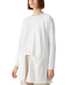 Eileen Fisher Long Organic Linen & Organic Cotton Cardigan In White
