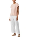 Eileen Fisher Check Organic Linen Crop Straight Leg Pants In White