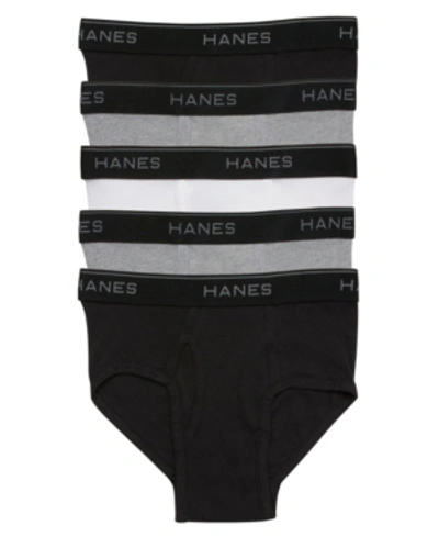 Hanes Kids' Big Boys Ultimate Cotton Blend Dyed Brief, Pack Of 5 In Black, Gray