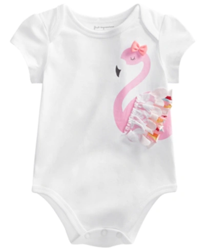 First Impressions Baby Girls Flamingo Bodysuit, Created For Macy's In Bright White