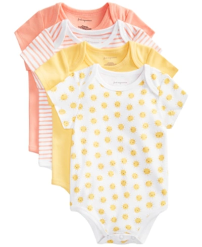 First Impressions Kids' Baby Girls & Boys Sunshine Cotton Bodysuits, Created For Macy's In Bright White