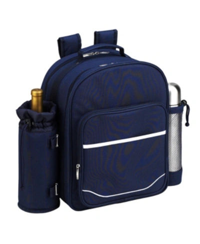 Picnic At Ascot Deluxe 2 Person Picnic, Coffee Backpack Cooler With Wine Pouch In Blue