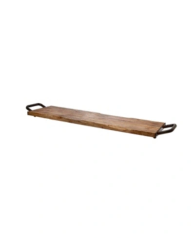 Godinger 25" Long Wood Tray W/ Metal Handles In Brown