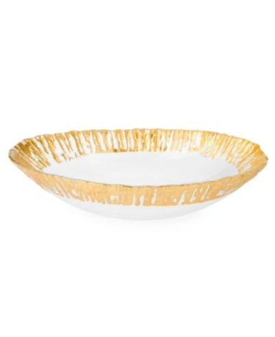 Classic Touch Oval Shaped Scalloped Bowl- Gold