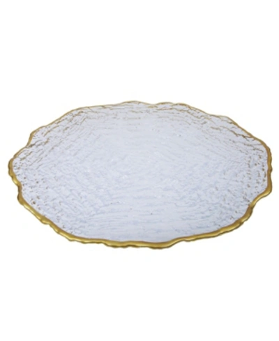 Classic Touch Set Of 4 Ocean Wave 13" Chargers With Line In Gold