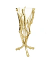 Classic Touch 13" Gold Floral Vase With Removable Glass Insert In Gold