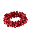 Saro Lifestyle Petite Jingle Bell Napkin Ring, Set Of 4 In Ruby Red