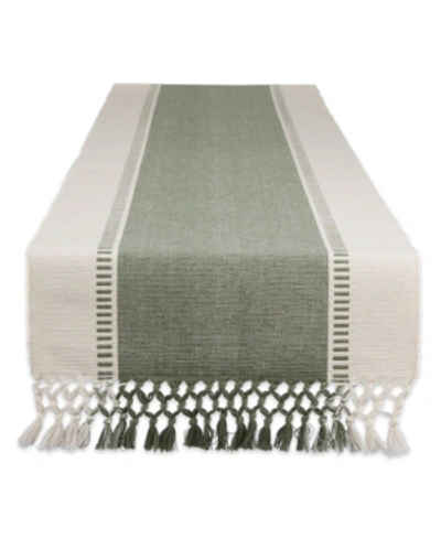 Design Imports Dobby Stripe Table Runner, 13" X 108" In Green