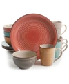 GIBSON COLOR VIBES PASTEL MIX AND MATCH STONEWARE DINNERWARE SET, 12 PIECE