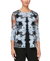 ALEX EVENINGS PETITE EMBROIDERED LAYERED-LOOK TOP