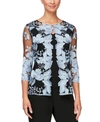 Alex Evenings Petite Embroidered Layered-look Top In Blue