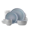 Elama Mocha Dinnerware Set Of 16 Pieces In Blue