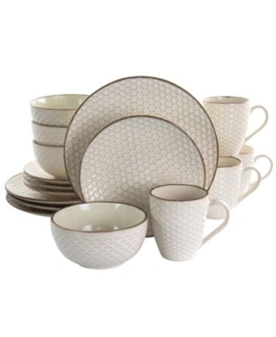 Elama Honey Dinnerware Set Of 16 Pieces In Open White