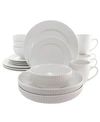 Elama Josefa 18 Piece Porcelain Dinnerware Set With Large Serving Bowls In White