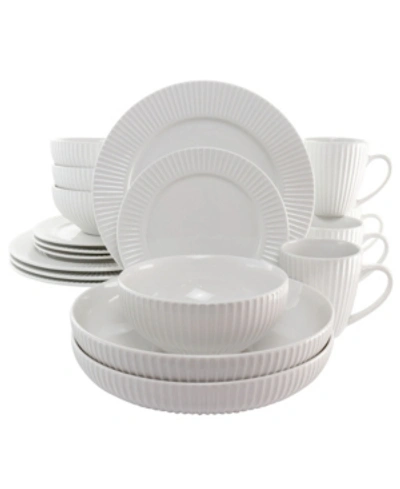 Elama Josefa 18 Piece Porcelain Dinnerware Set With Large Serving Bowls In White